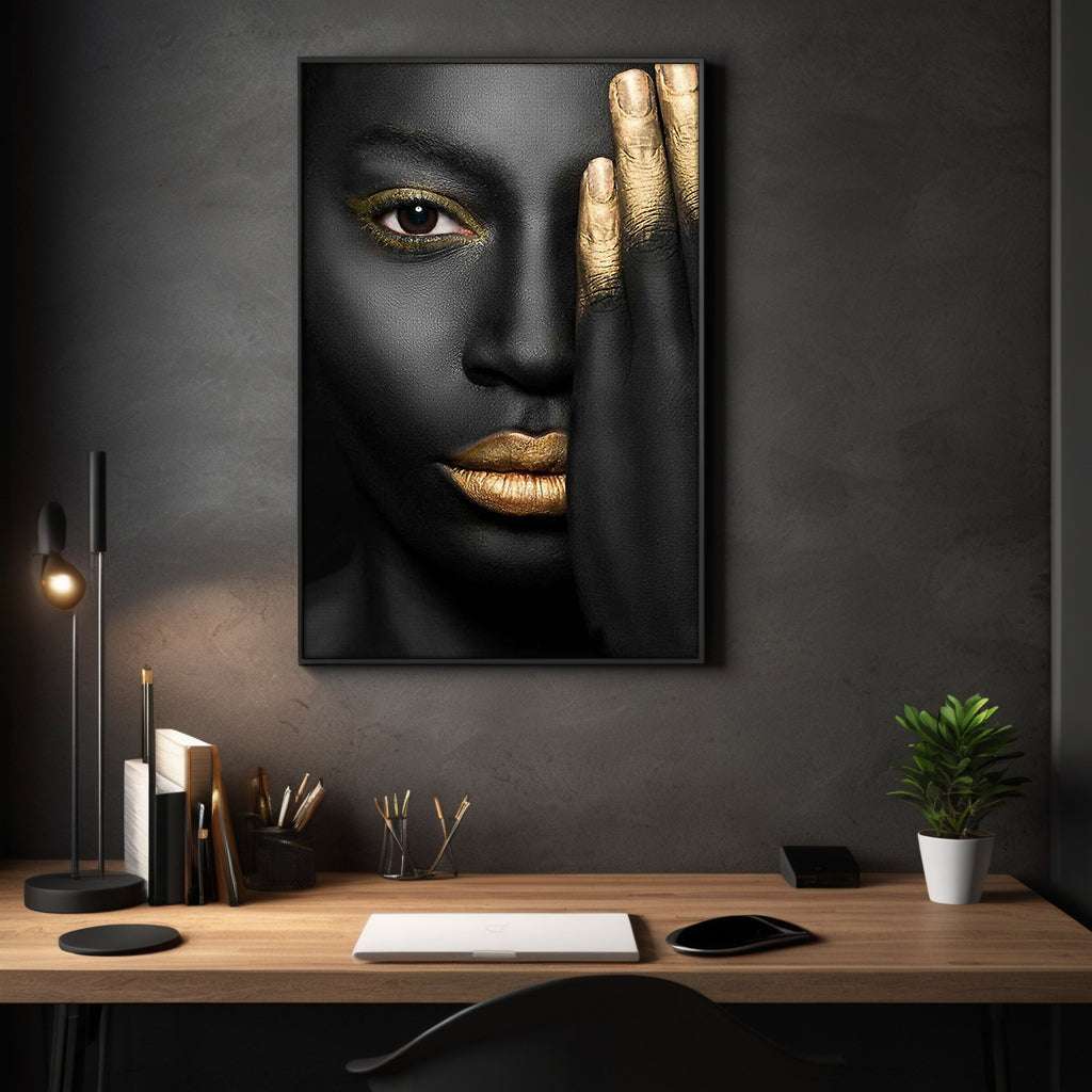 Golden Face II - Leinwandbild Luxuriös by SimpleCanvas