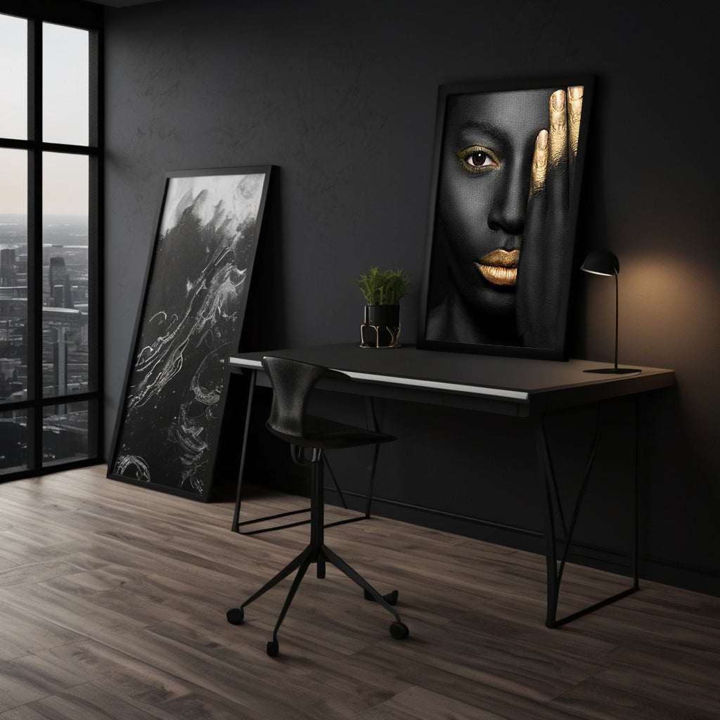 Golden Face II - Leinwandbild Luxuriös by SimpleCanvas