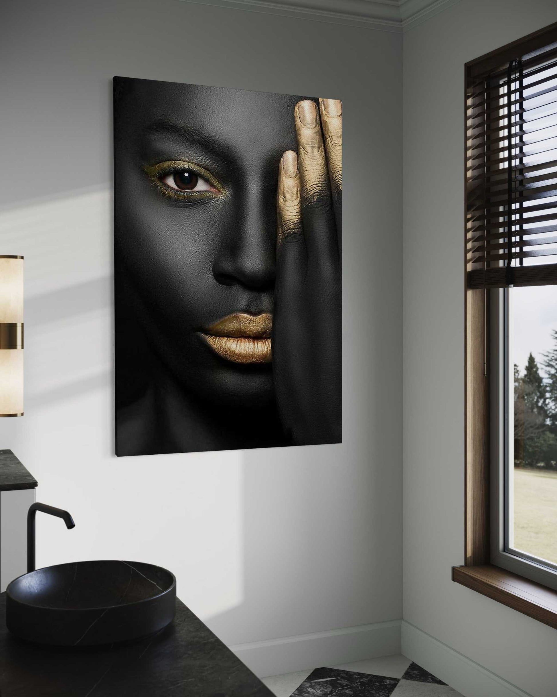 Golden Face II - Leinwandbild Luxuriös by SimpleCanvas