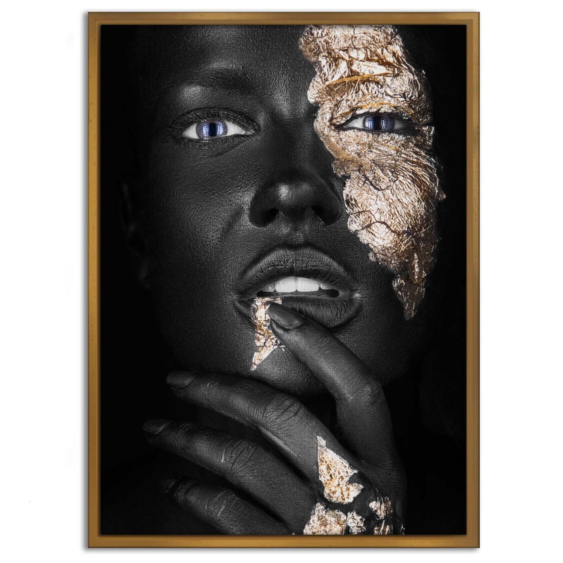 Golden Face IV - Leinwandbild Luxuriös by SimpleCanvas