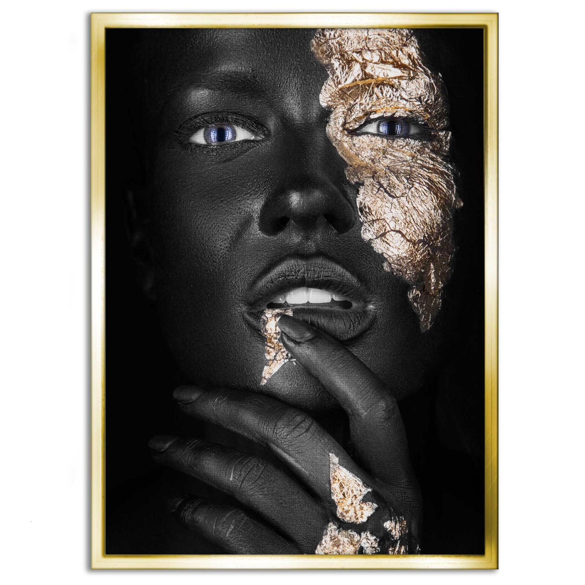 Golden Face IV - Leinwandbild Luxuriös by SimpleCanvas