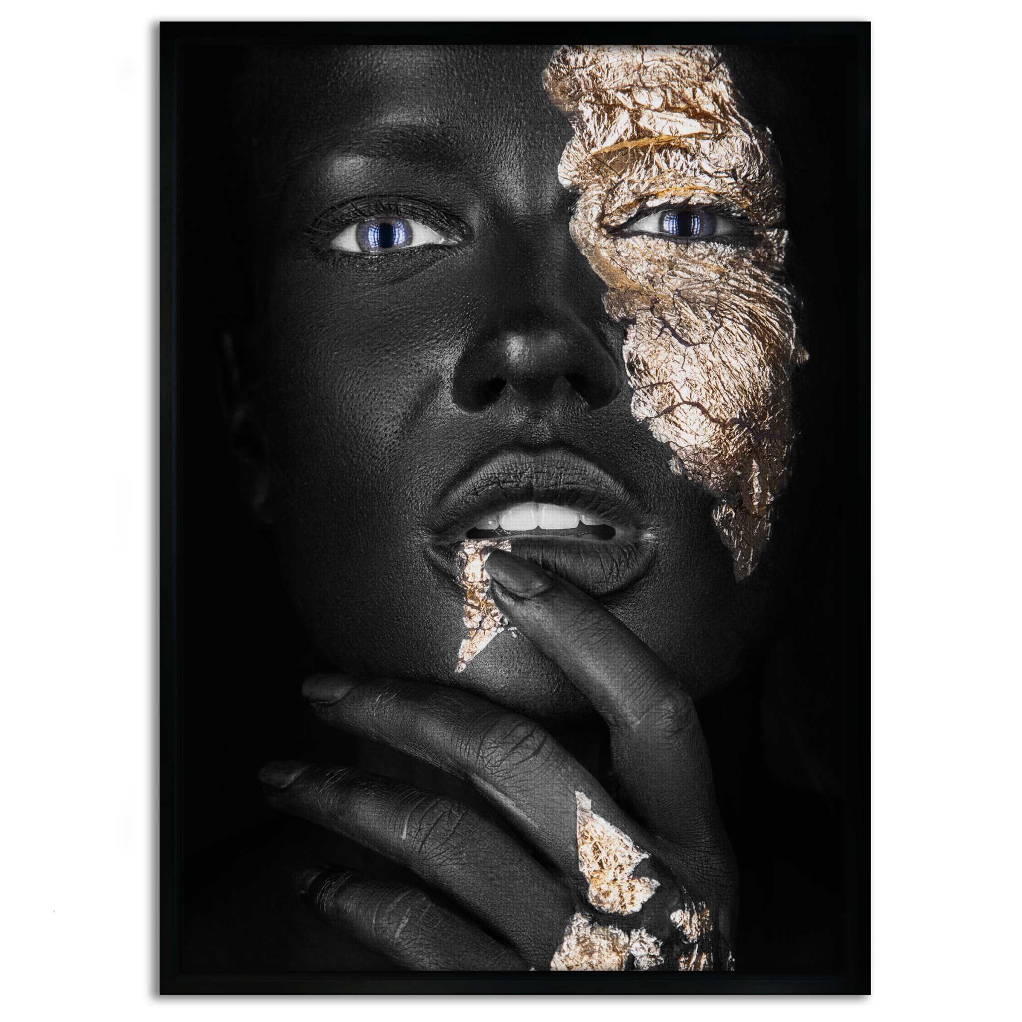 Golden Face IV - Leinwandbild Luxuriös by SimpleCanvas