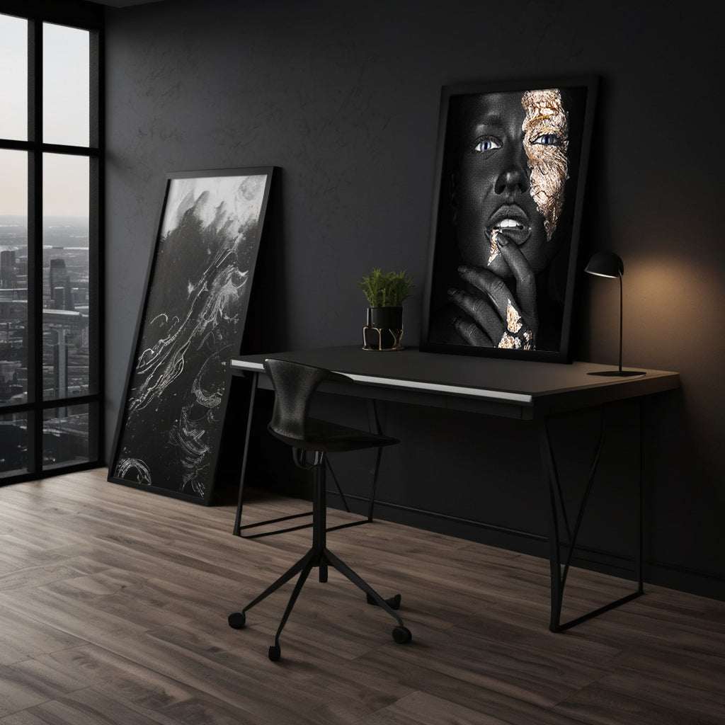 Golden Face IV - Leinwandbild Luxuriös by SimpleCanvas