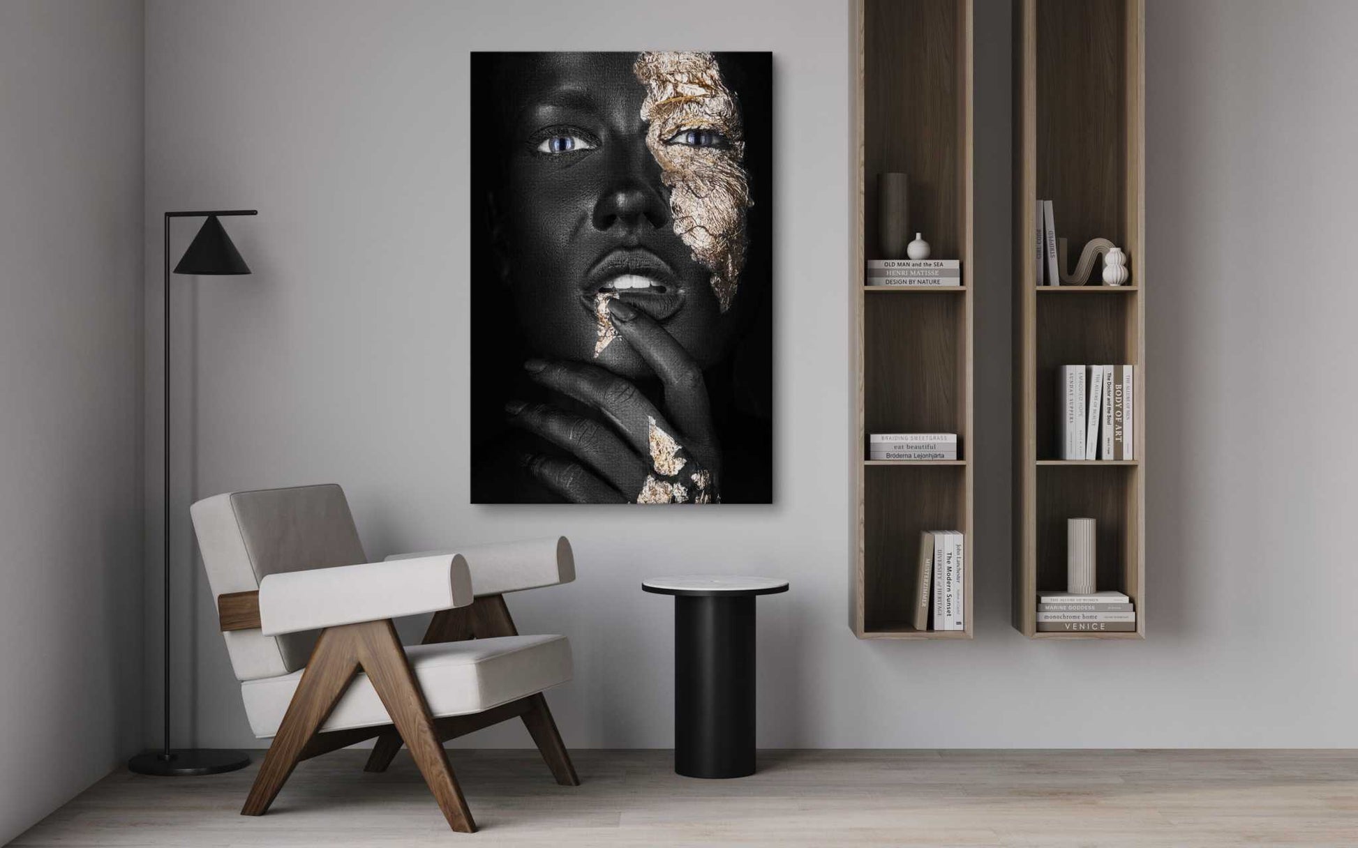 Golden Face IV - Leinwandbild Luxuriös by SimpleCanvas