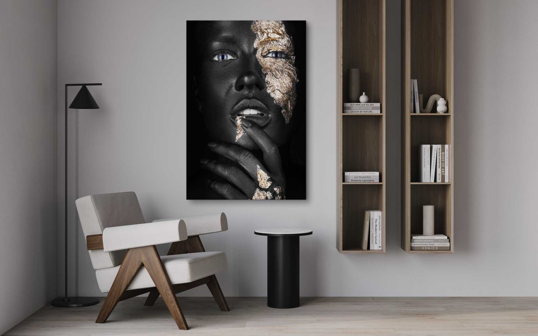 Golden Face IV - Leinwandbild Luxuriös by SimpleCanvas