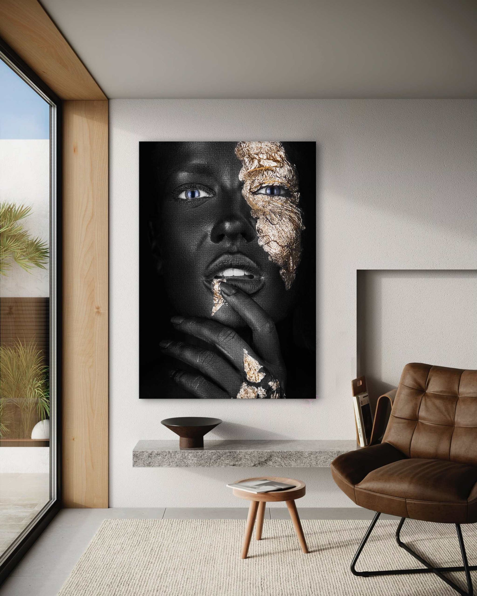 Golden Face IV - Leinwandbild Luxuriös by SimpleCanvas