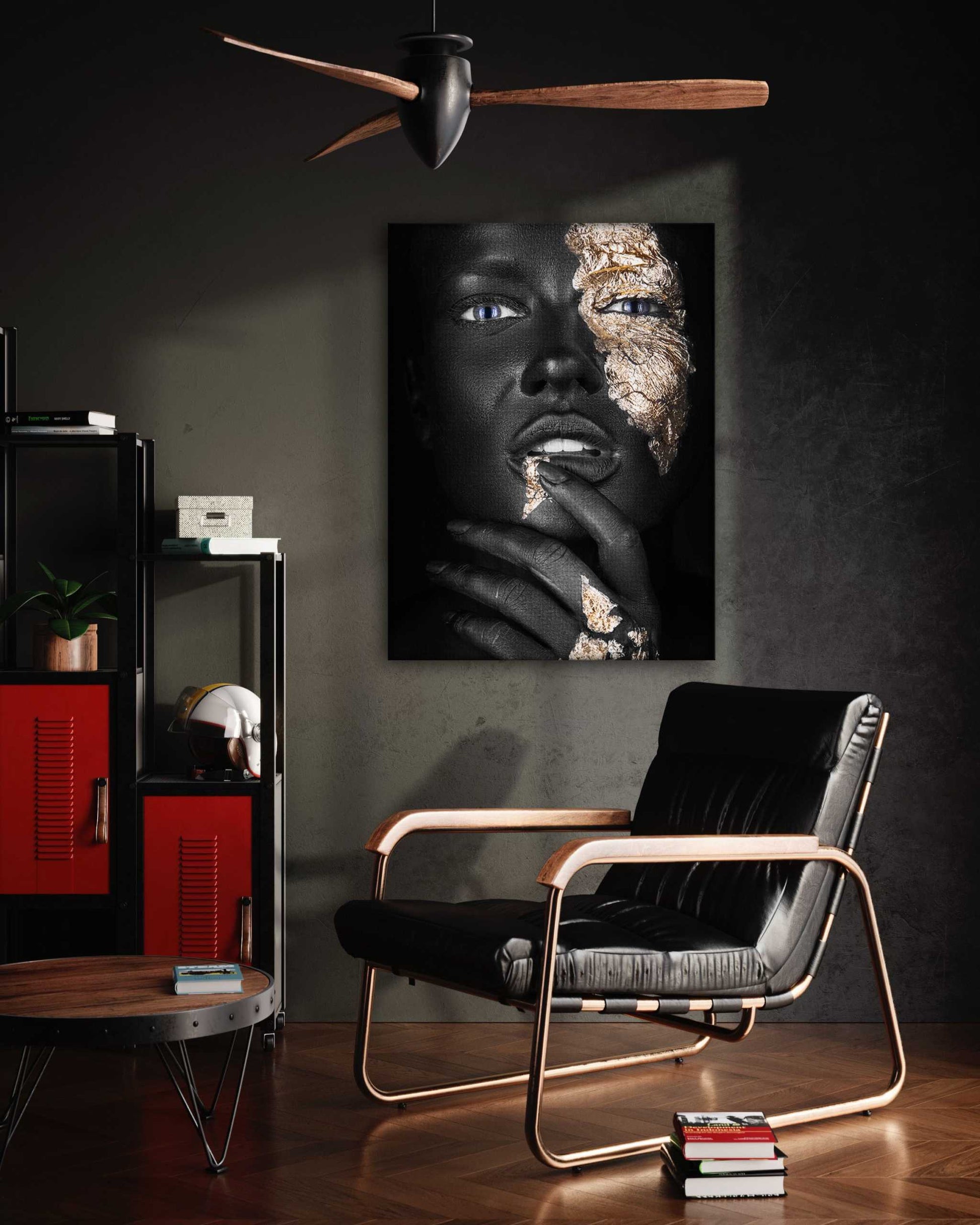 Golden Face IV - Leinwandbild Luxuriös by SimpleCanvas