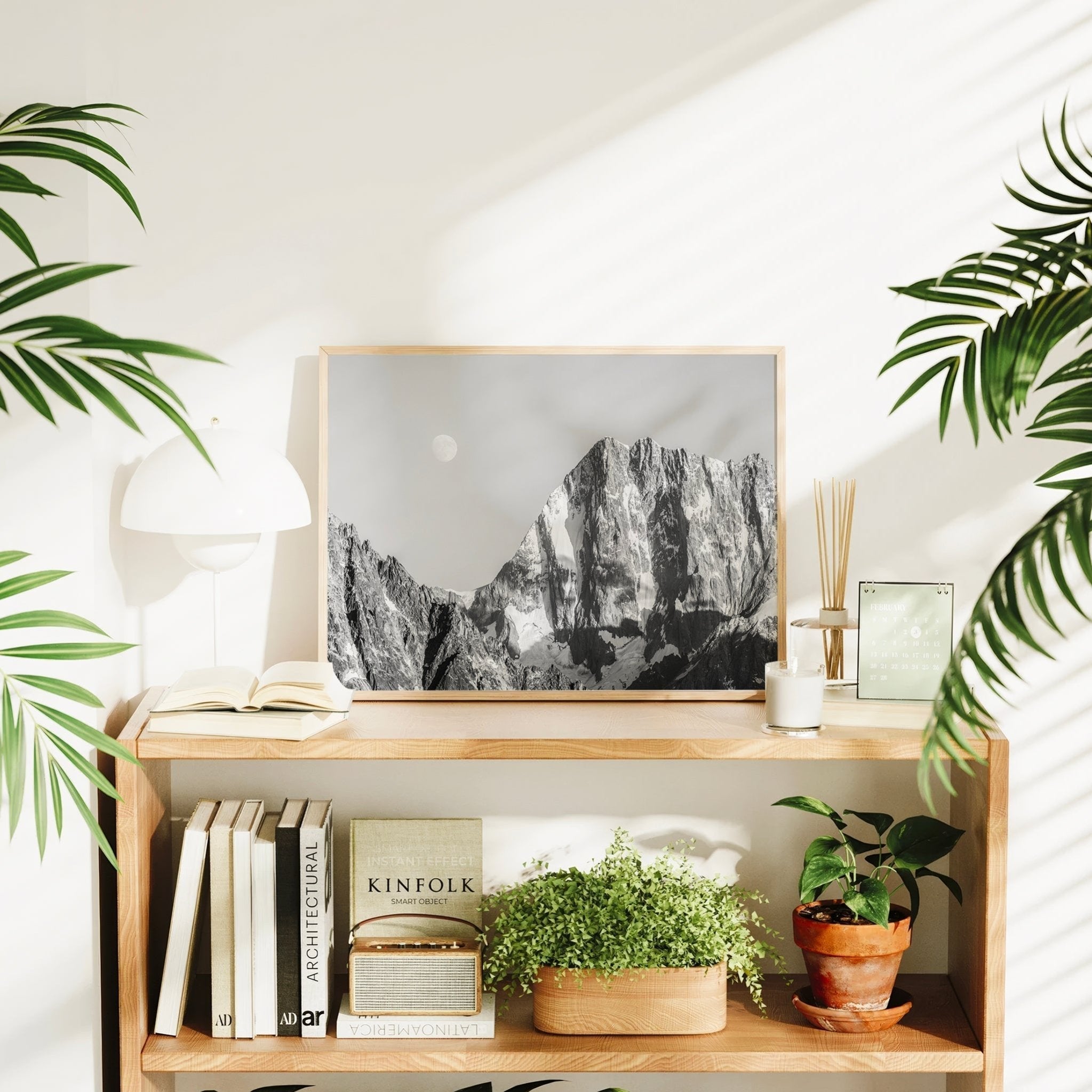 Grandes Jorasses Black and White Wall Art – Monochrome Mountain Print