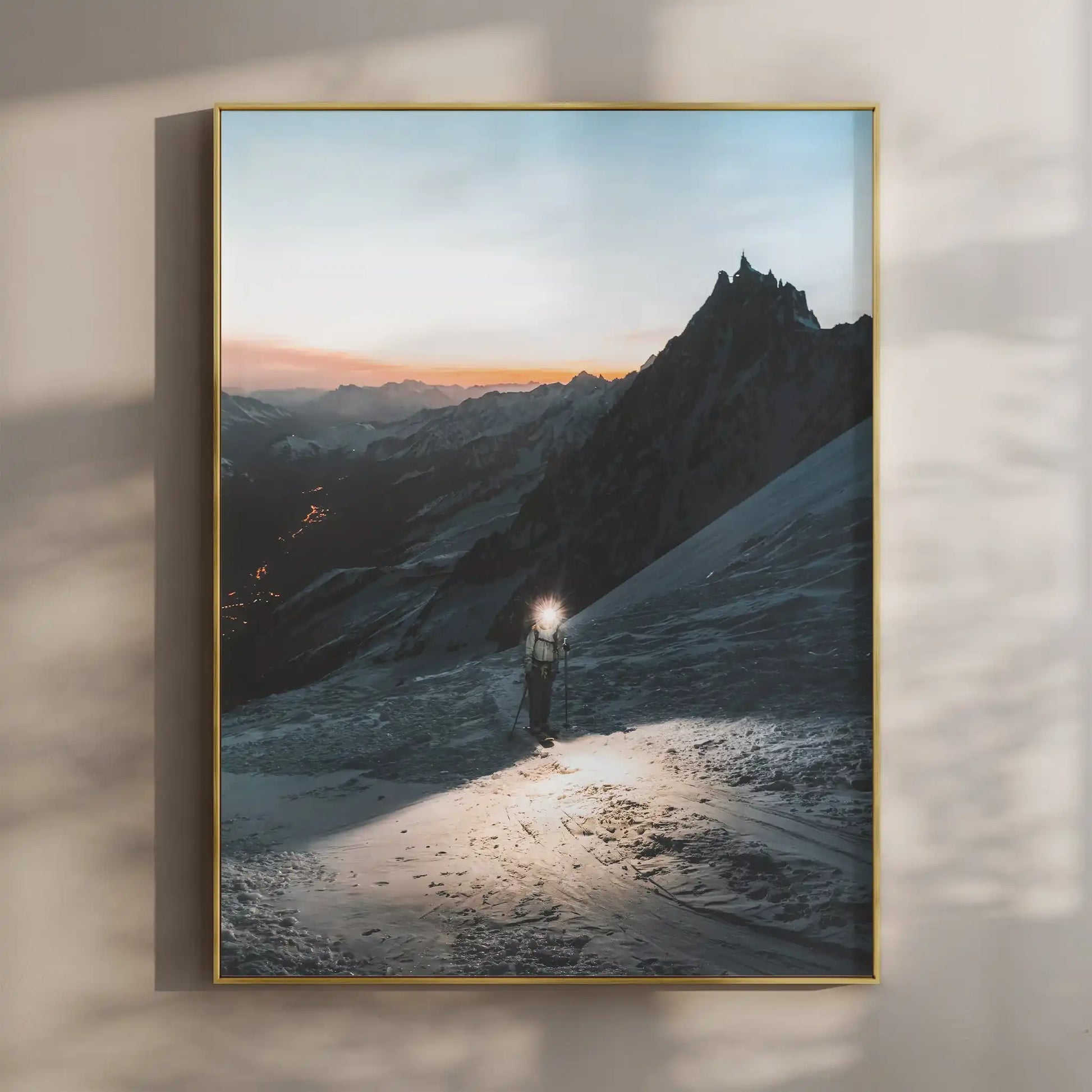 Mountaineer on Grands Mulets Route to Mont Blanc – Chamonix Art Print by Chamonix Prints