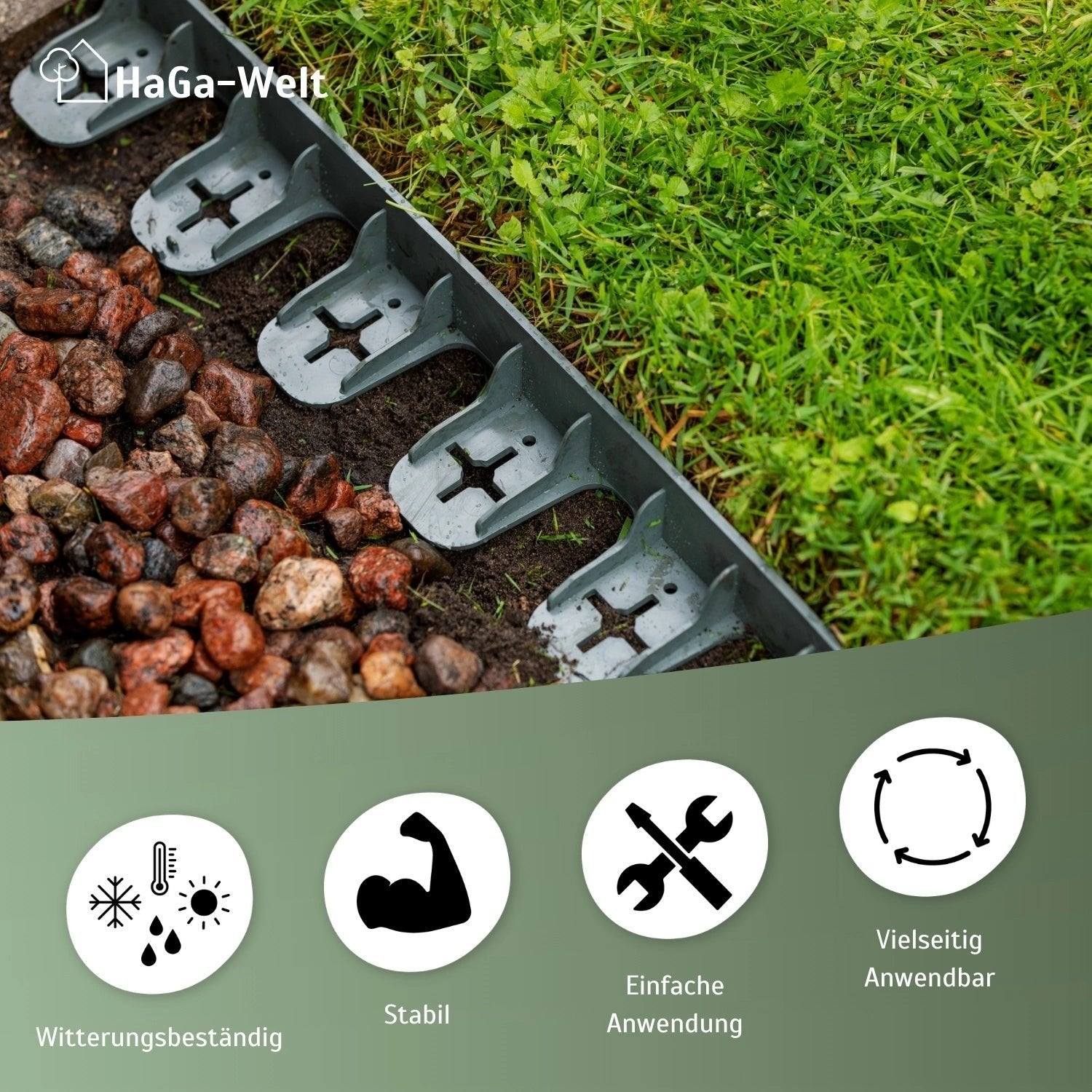 Rasenkante, flexibel rund 1 m x 45 mm – Beeteinfassung für klare Rasenkanten