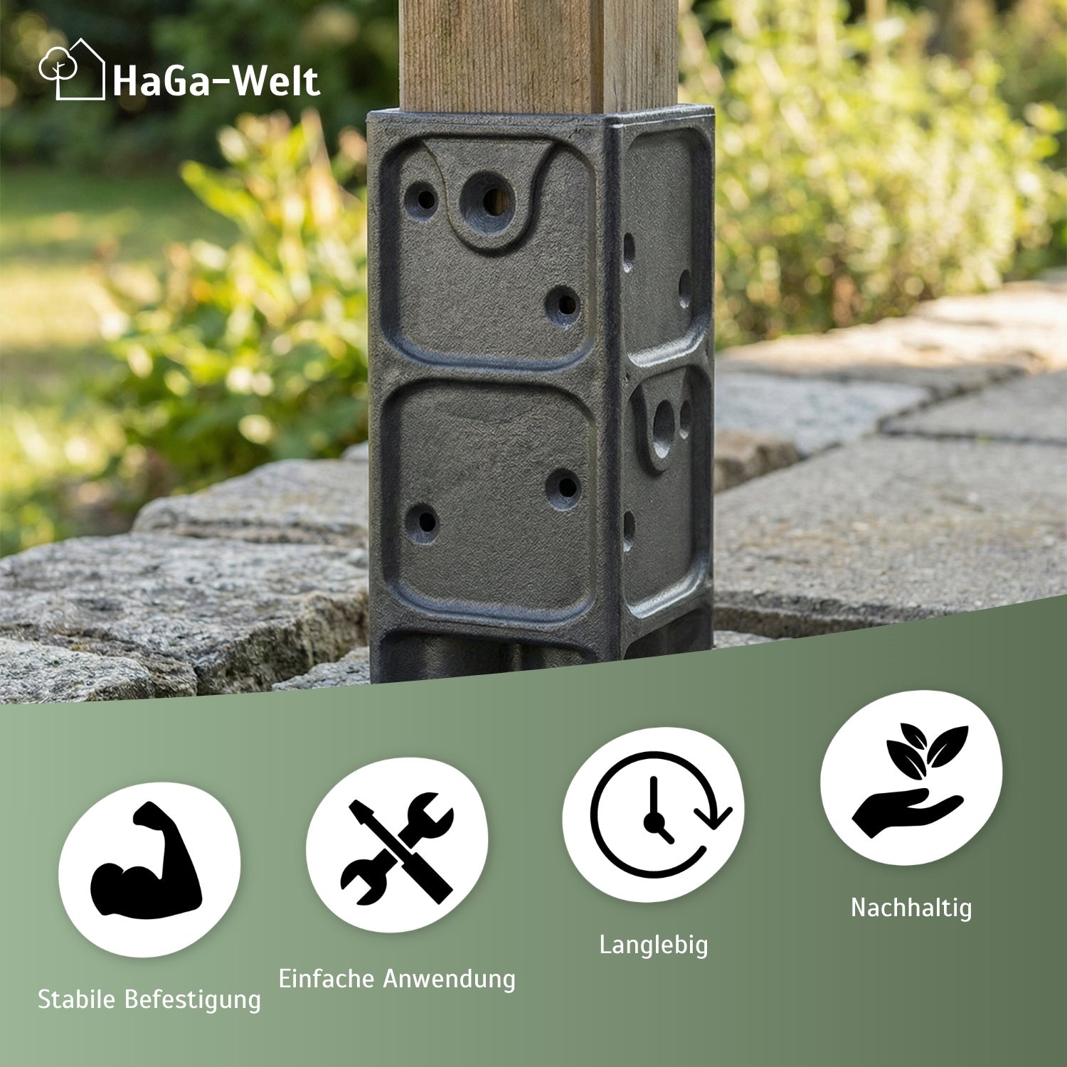 Aufschraubhülse für Holzpfosten 7x7cm Pfostenanker Pfostenanker