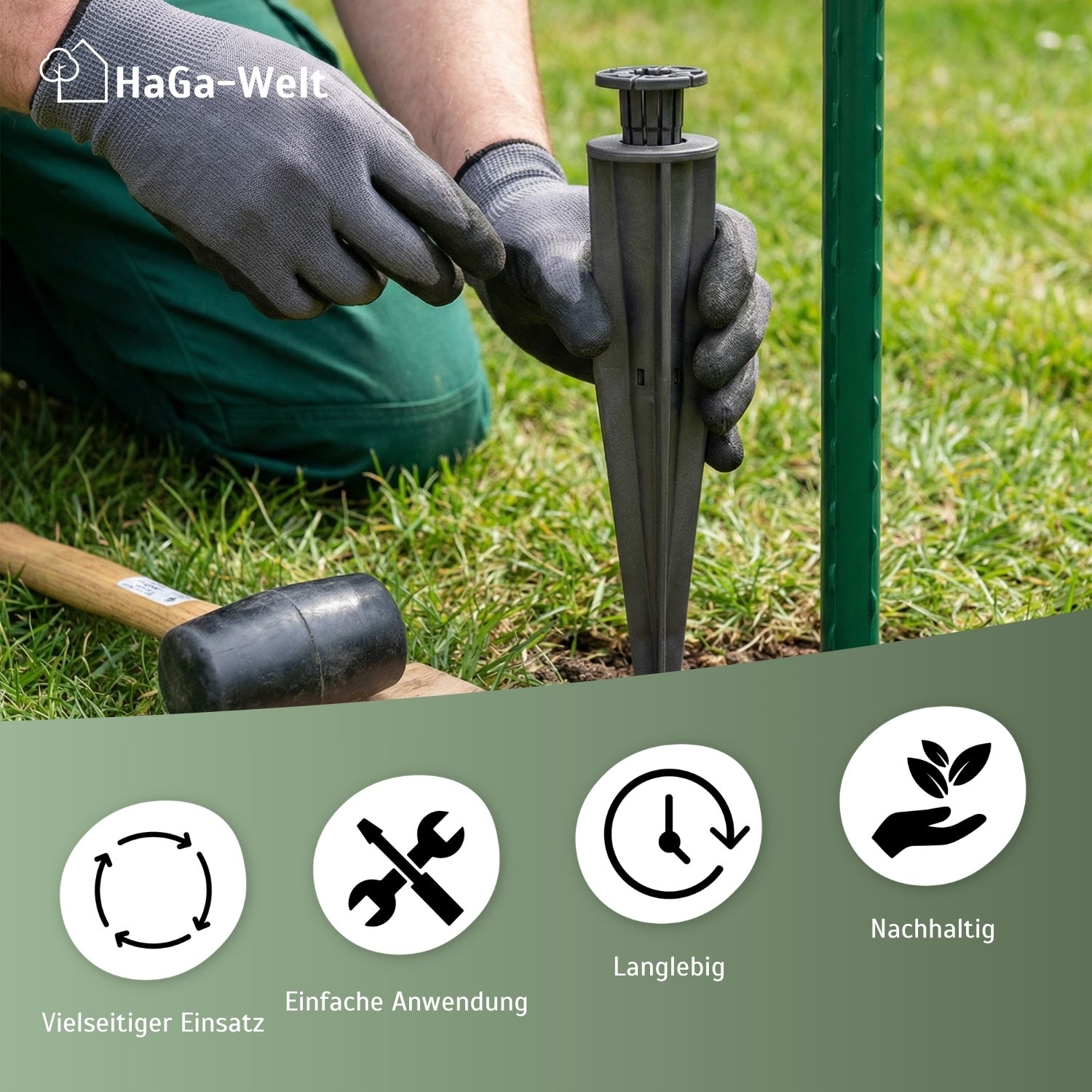 Bodeneinschlaghülse für Kunststoff-Pfähle PET Bodenhülse graphit