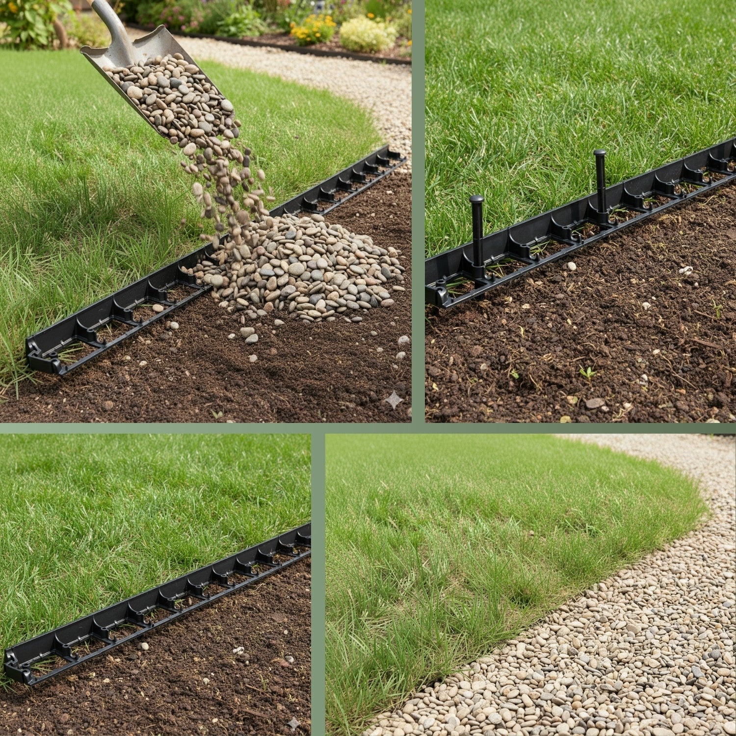 Rasenkante, 1000 mm x 80 mm x 45 mm 2 Stück – stabile Beeteinfassung für gerade Linien