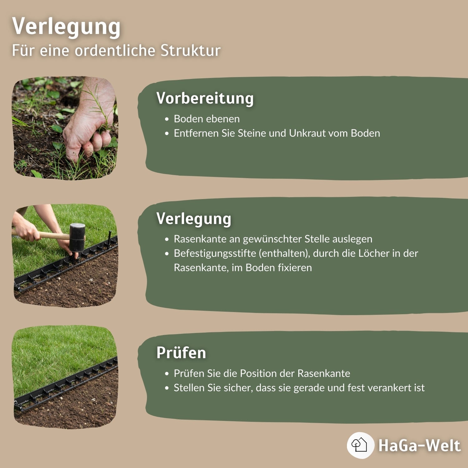 Rasenkante, flexibel rund 1 m x 45 mm – Beeteinfassung für klare Rasenkanten