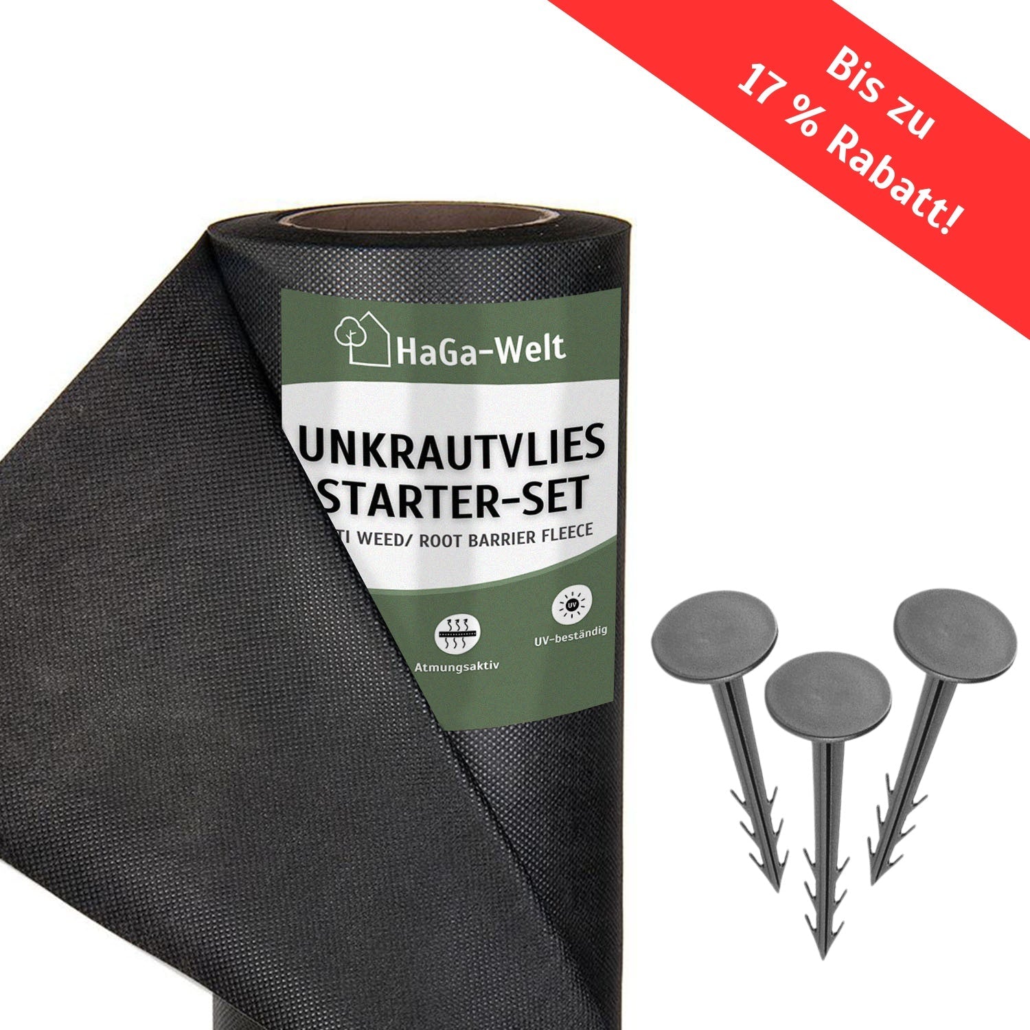 Unkrautvlies-Starter-Set: Startklar für den Unkrautschutz in verschiedenen Größen und Stärken