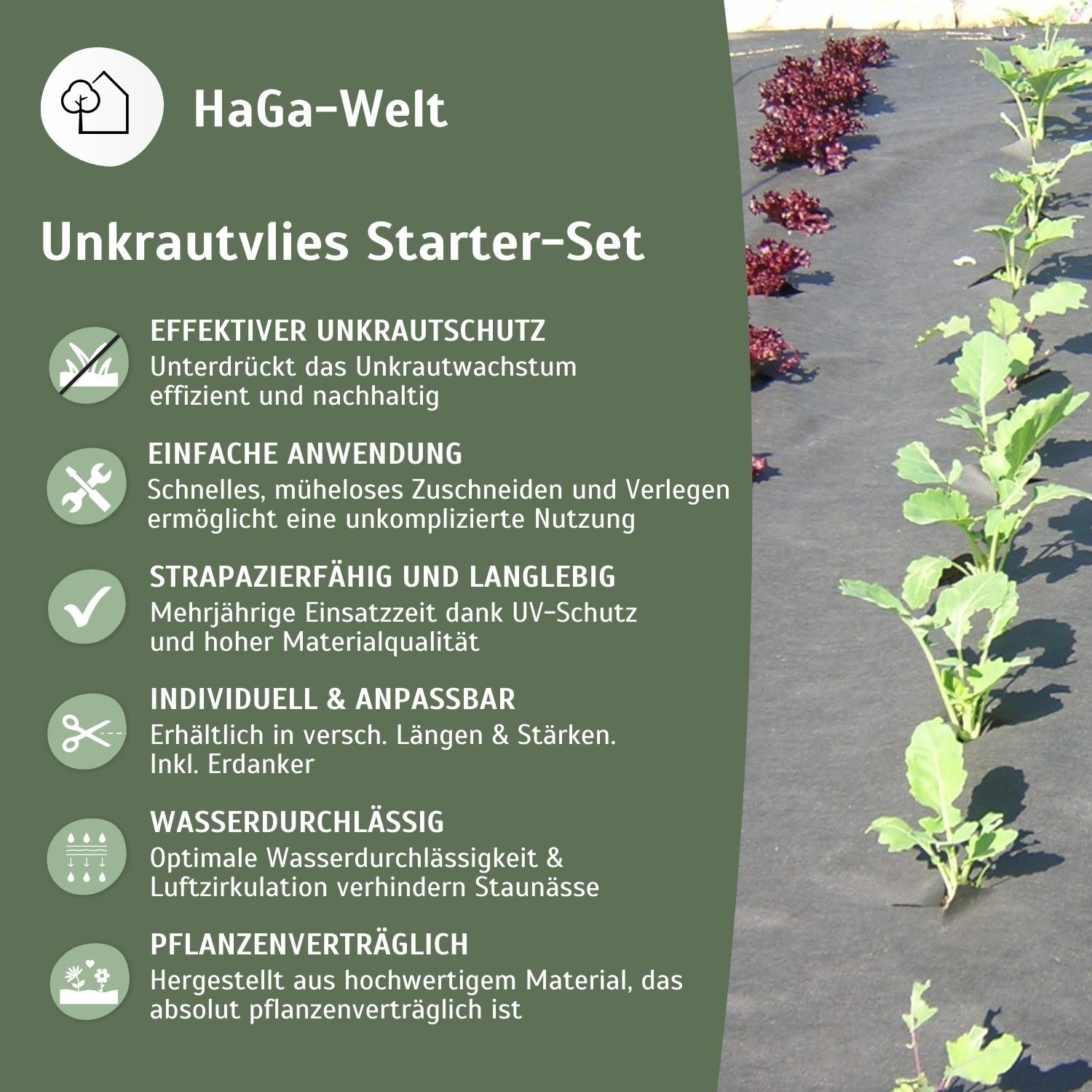 Unkrautvlies-Starter-Set: Startklar für den Unkrautschutz in verschiedenen Größen und Stärken