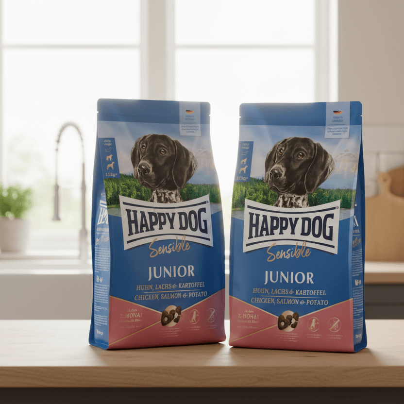 Aktionspaket Happy Dog Sensible Junior Huhn, Lachs & Kartoffel 2 x 10 kg