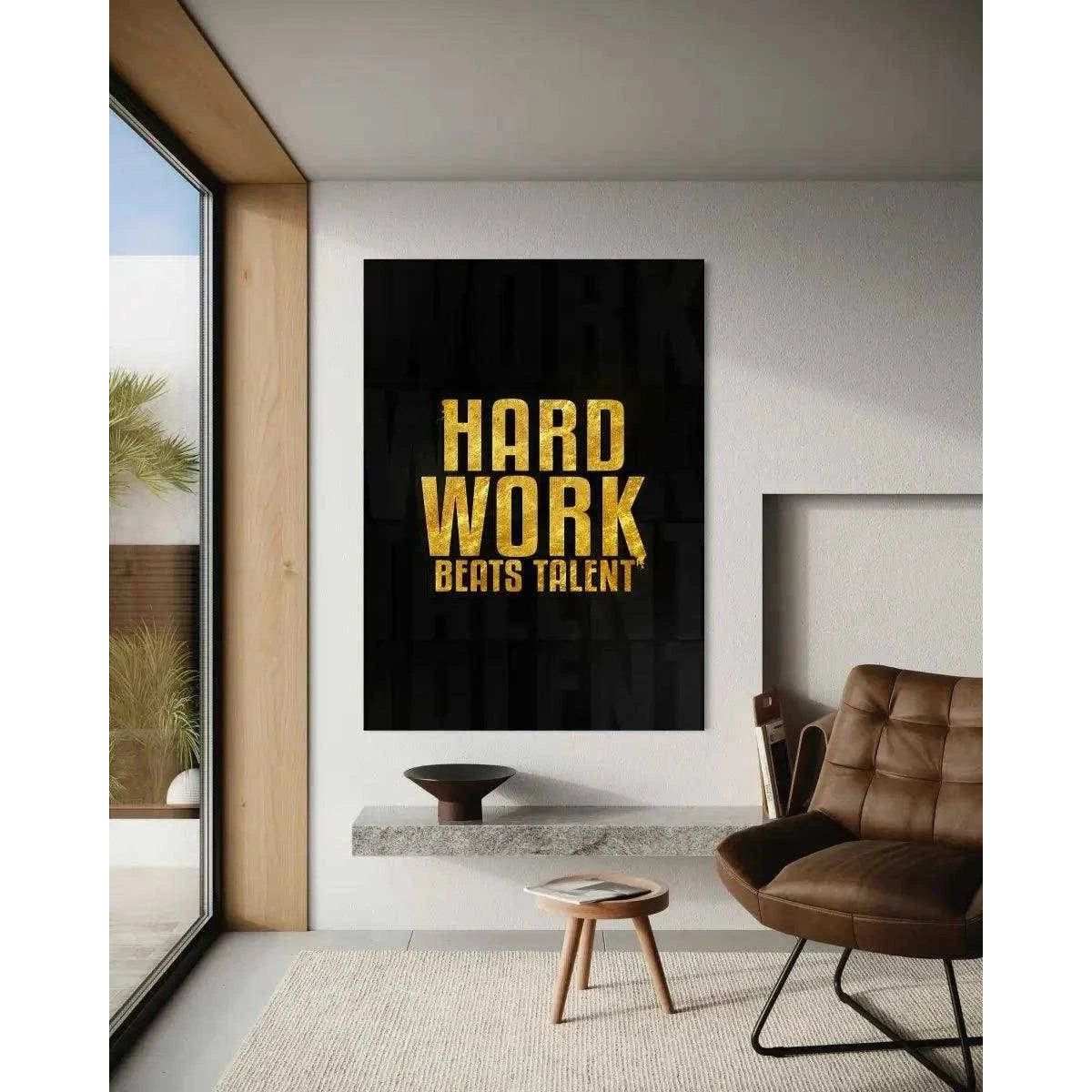 Hard Work Beats Talent - Leinwandbild Motivation by SimpleCanvas