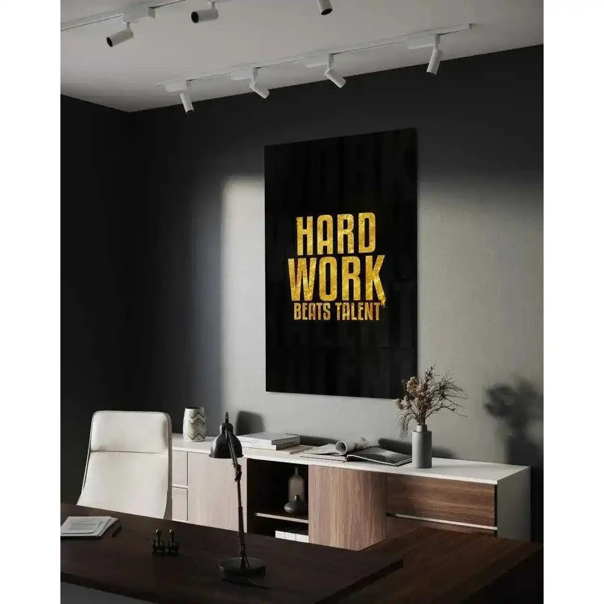 Hard Work Beats Talent - Leinwandbild Motivation by SimpleCanvas