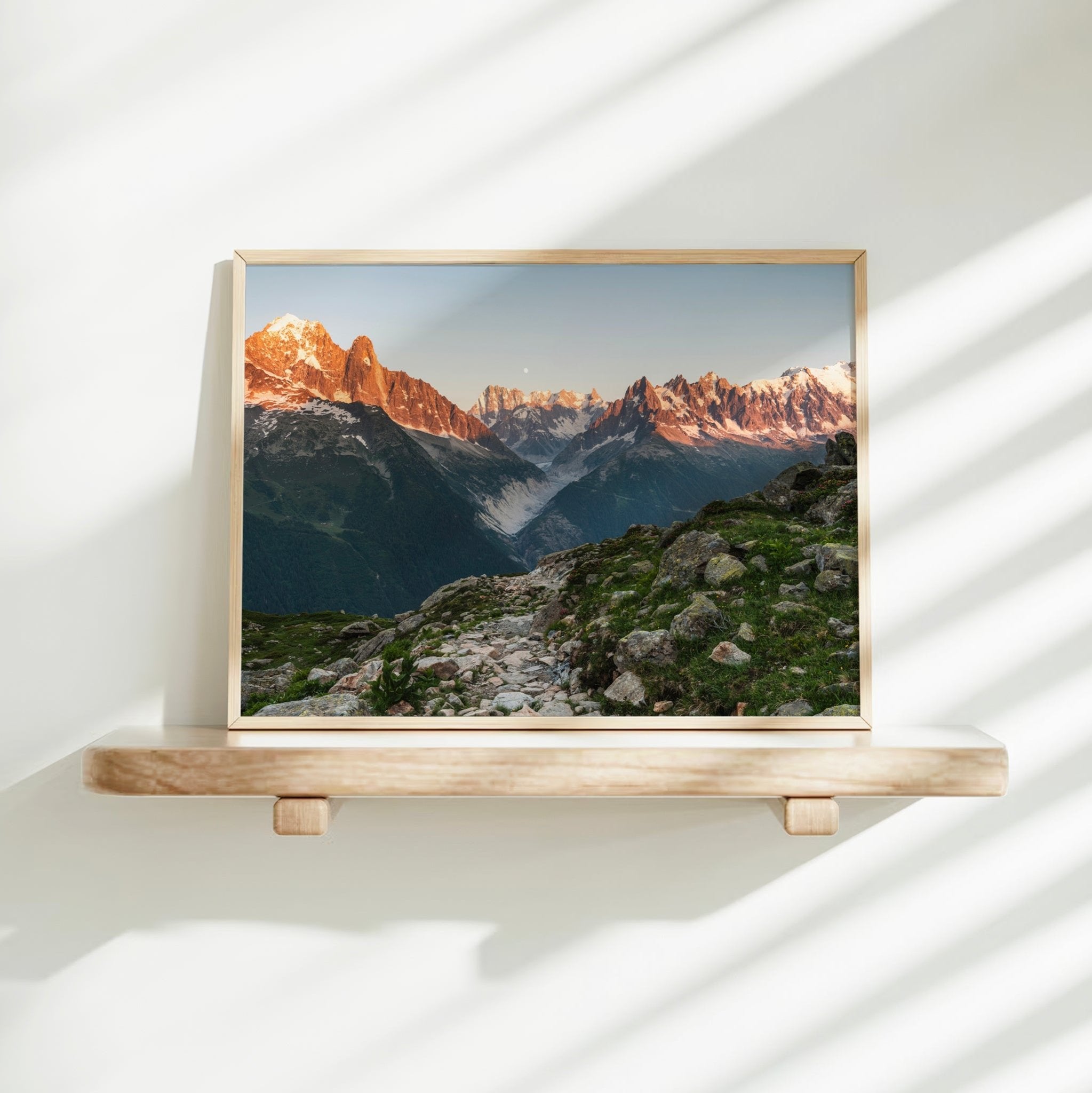 Mont Blanc Massif Sunset Wall Art - Chamonix Print with Mer de Glace View
