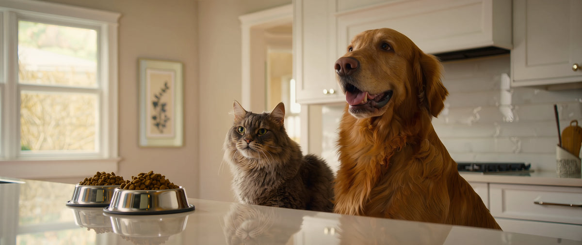Hund und Katze mit Futternäpfen – BELCANDO