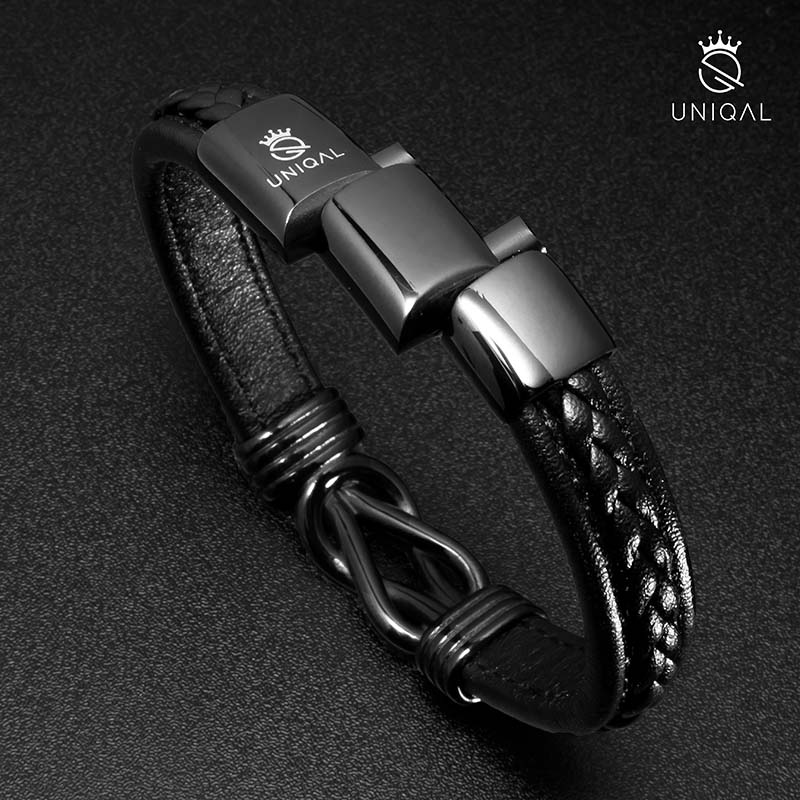 Eternal Unisex Armband Aus Echtleder Und Edelstahl Verstellbar Bis 23 Cm Mit Gravur Und Verlängerungsglied
