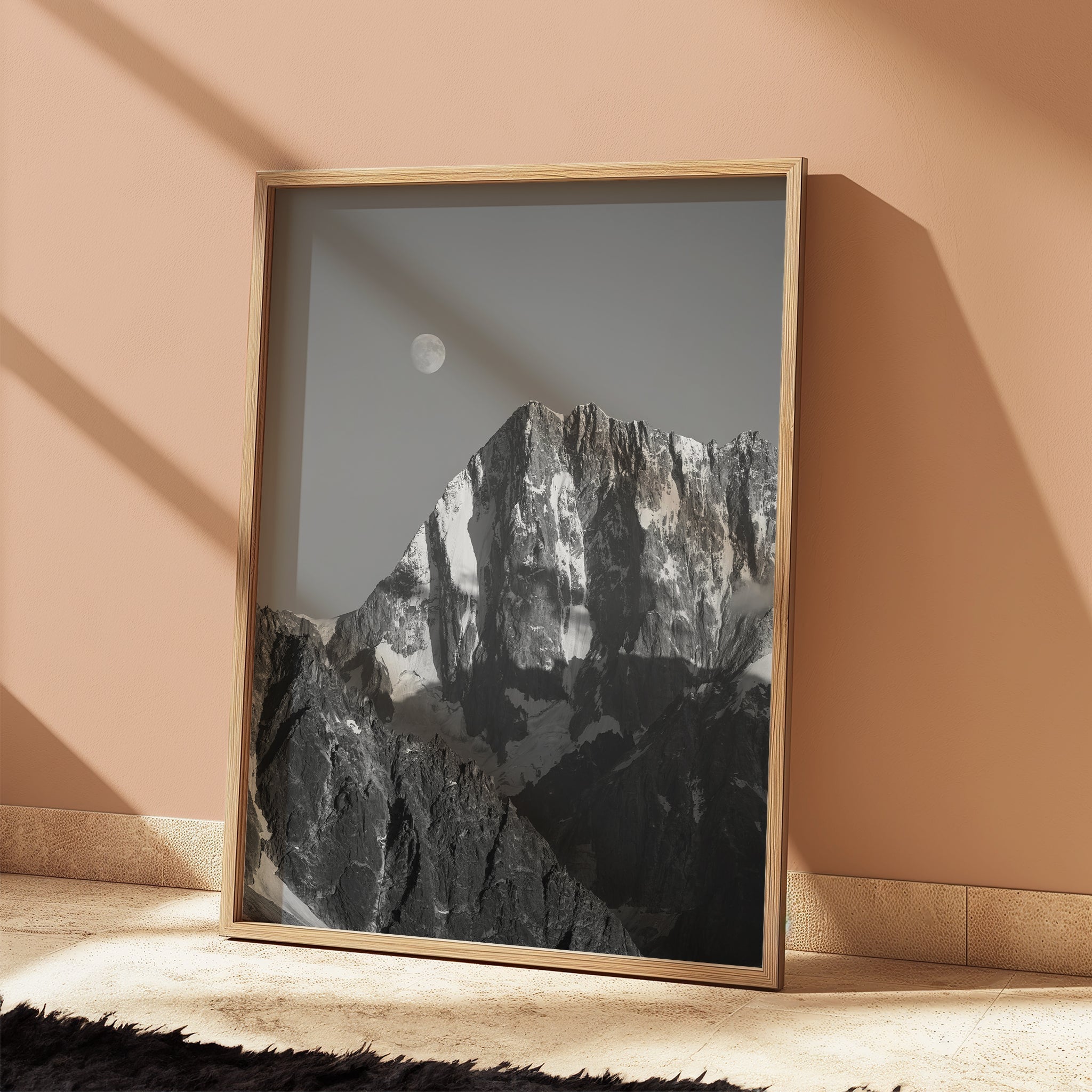 Grandes Jorasses Print – Black and White Mont Blanc Alpine Wall Art