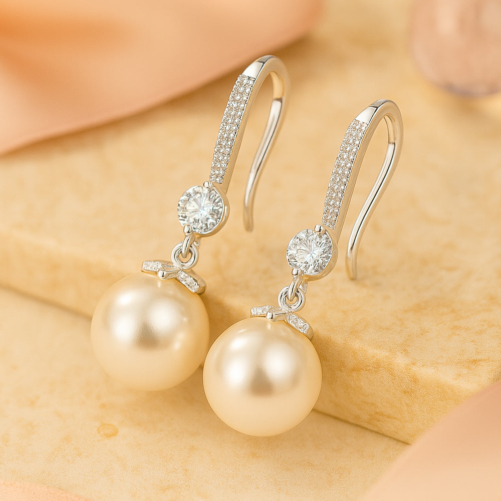 Ohrringe aus 925er Sterling-Silber, hängende Perlen Ohrringe