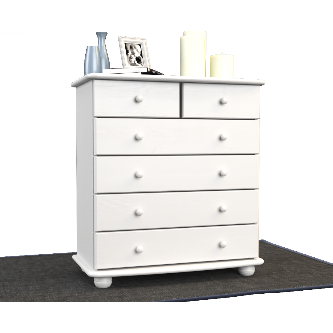 Anika Kommode Sideboard | Anrichte | 6-Schubladen | 100% Bio Kiefer Massivholz