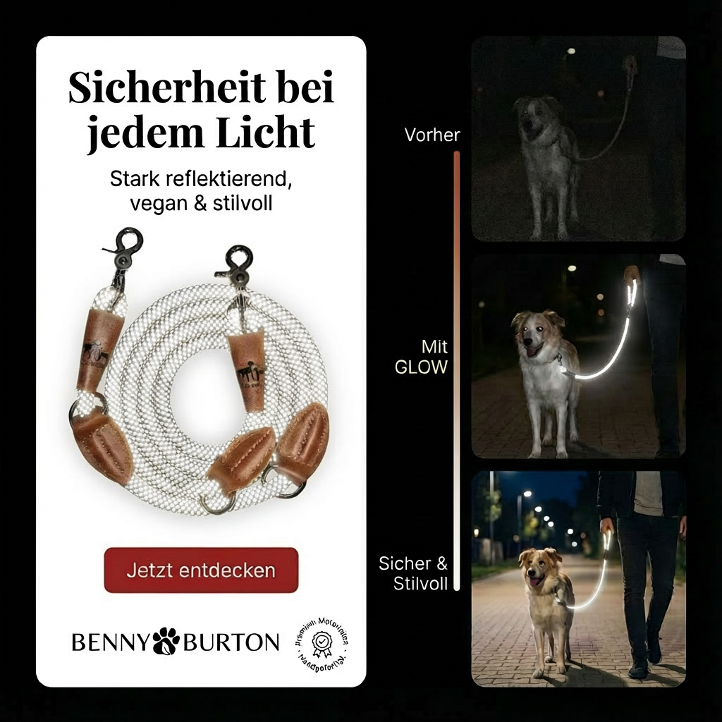 Reflektionsleine GLOW stark reflektierend mit Handschlaufe und vegan