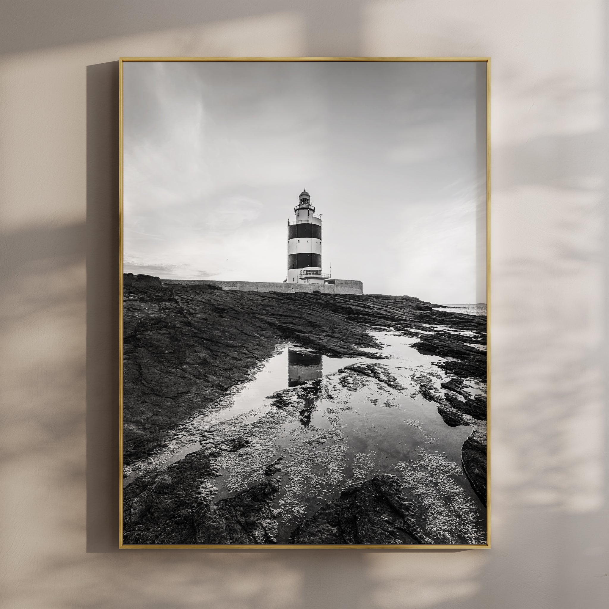 Hook Head Lighthouse Reflection – Ireland Black & White Fine Art Print