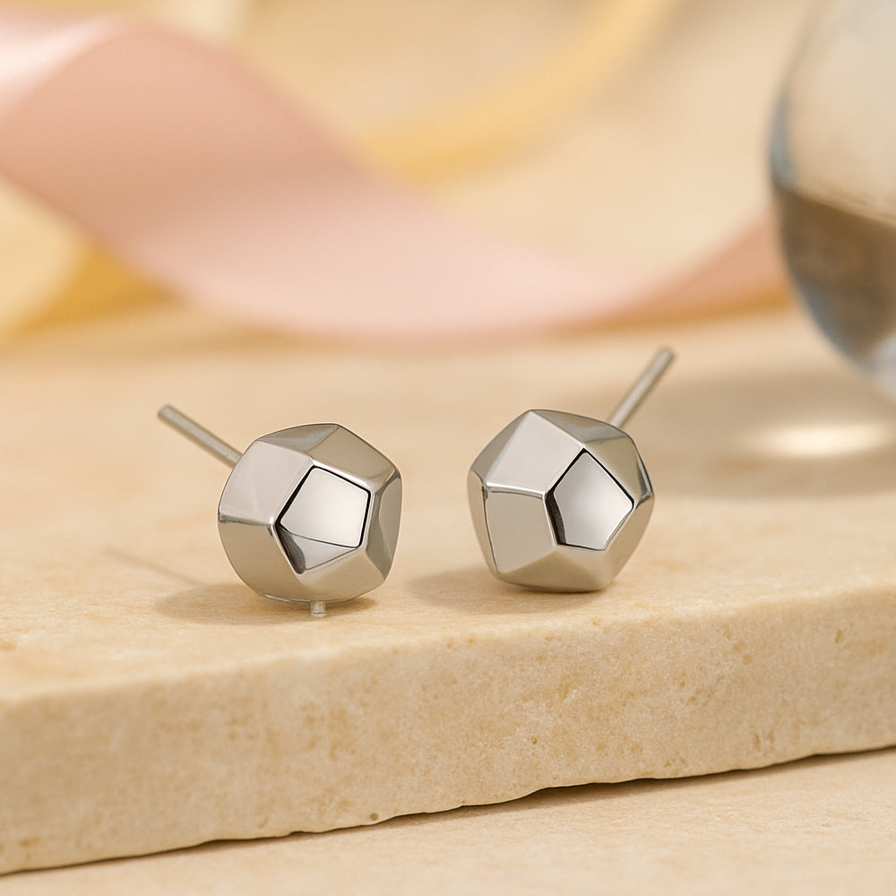 Ohrstecker aus 925er Sterling-Silber, Quadratische Kugeln