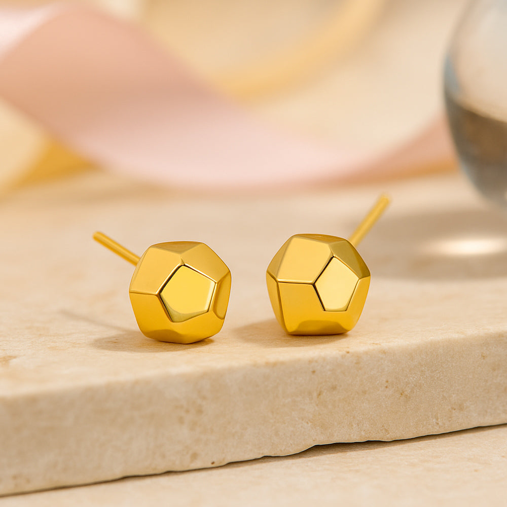 Ohrstecker aus 925er Sterling-Silber, Quadratische Kugeln