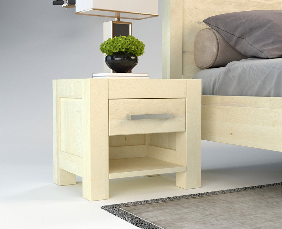 NATURA Massivholz Nachttisch mit 1-Schublade