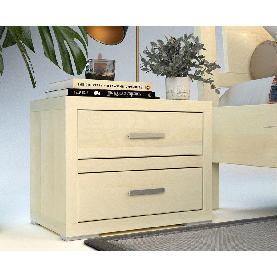 Pedenza Massivholz Nachttisch mit 2-Schubladen