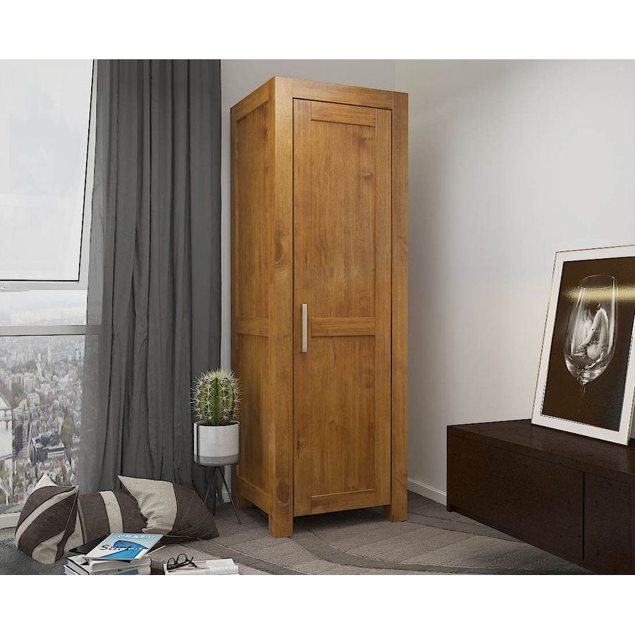 NATURA Kleiderschrank 1-Türig mit Regale Massivholz