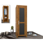 NATURA Leather Kleiderschrank 1-Türig mit Kleiderstange Massivholz