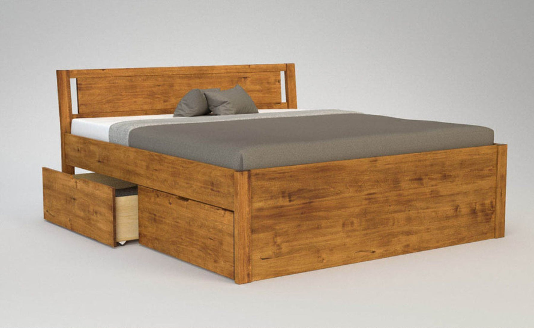 PENDENZA-VERSO Massivholzbett mit 4 x Bettschubladen