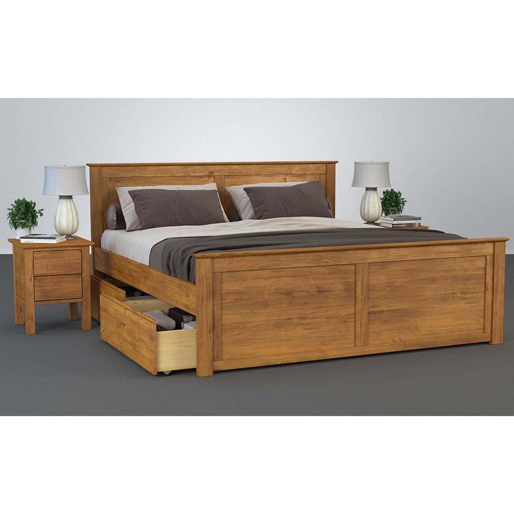 FLORANCE Massivholzbett mit 4 Schubladen