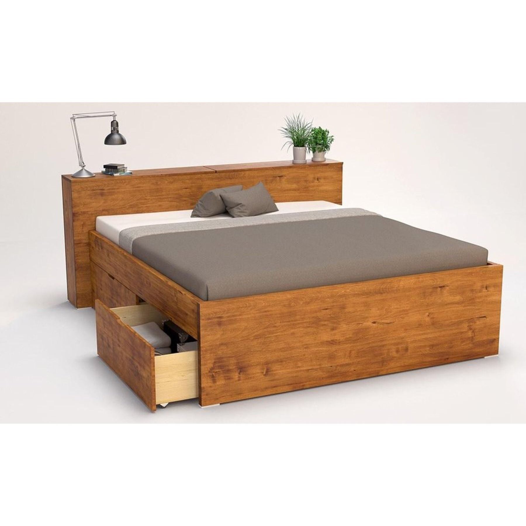 CREATO-VERSO Massivholzbett mit Bettkasten und 4 x Bettschubladen