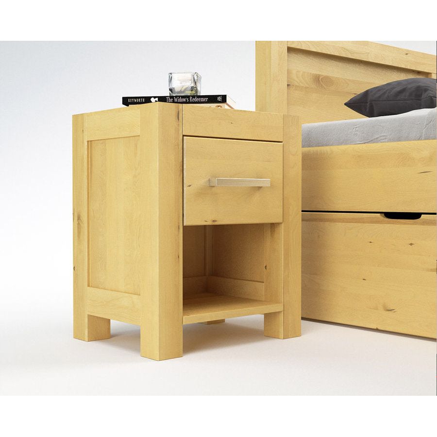 NATURA-VERSO Massivholz Nachttisch mit 1-Schublade