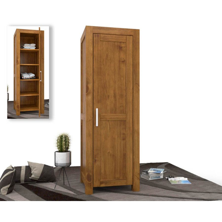 NATURA Kleiderschrank 1-Türig mit Regale Massivholz