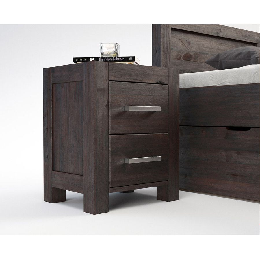 NATURA-VERSO Massivholz Nachttisch mit 2-Schubladen