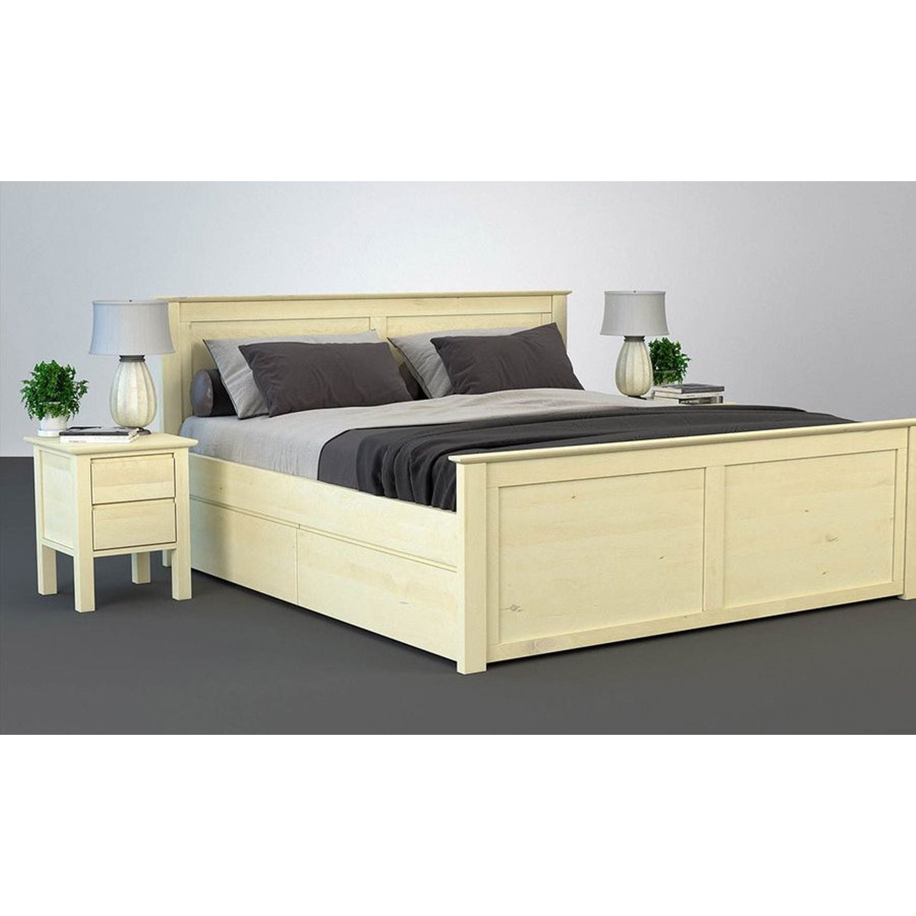 FLORANCE Massivholzbett mit 4 Schubladen