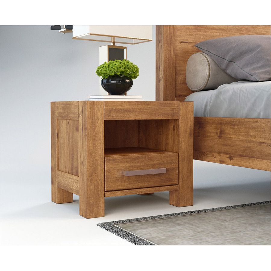 NATURA Massivholz Nachttisch mit 1-Schublade