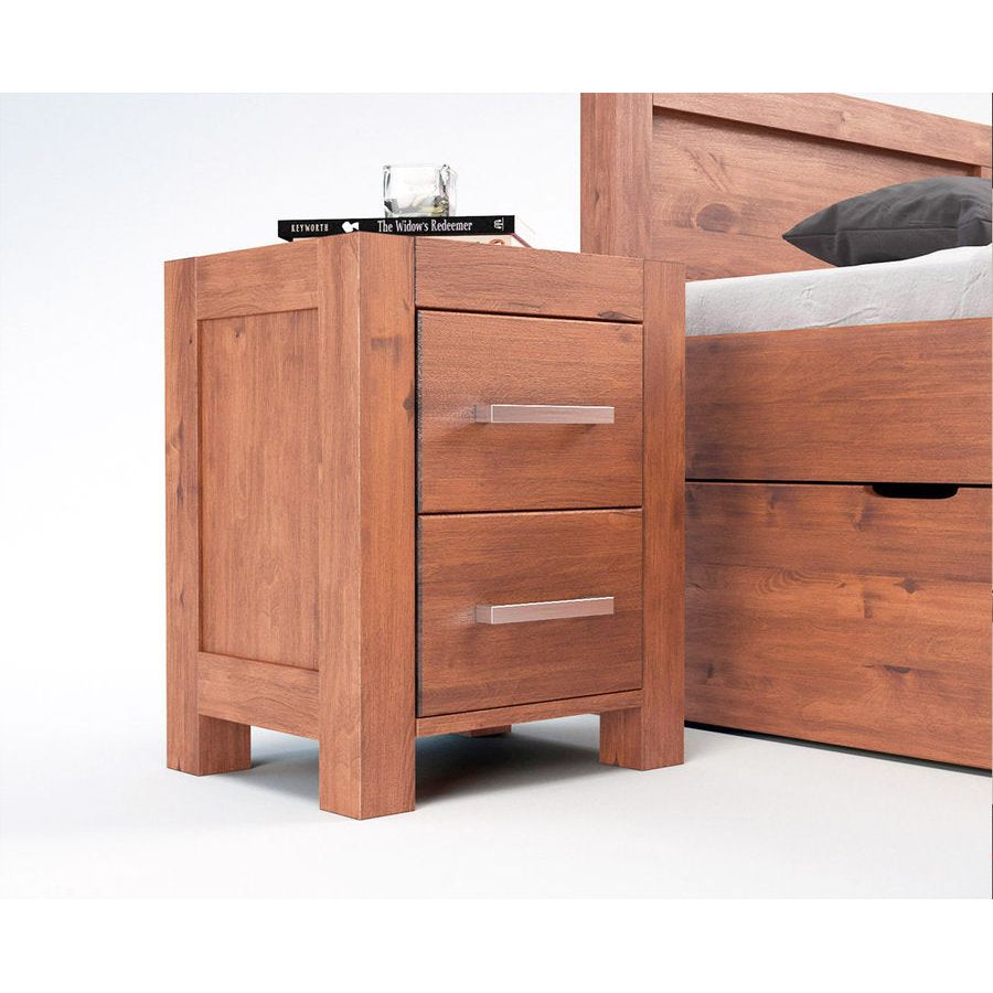 NATURA-VERSO Massivholz Nachttisch mit 2-Schubladen