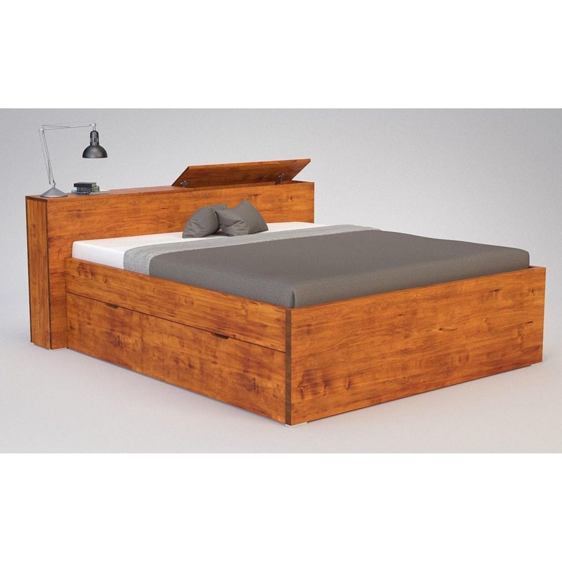 CREATO-VERSO Massivholzbett mit Bettkasten und 4 x Bettschubladen