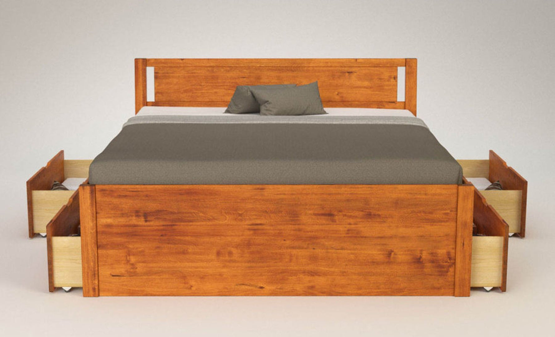 PENDENZA-VERSO Massivholzbett mit 4 x Bettschubladen