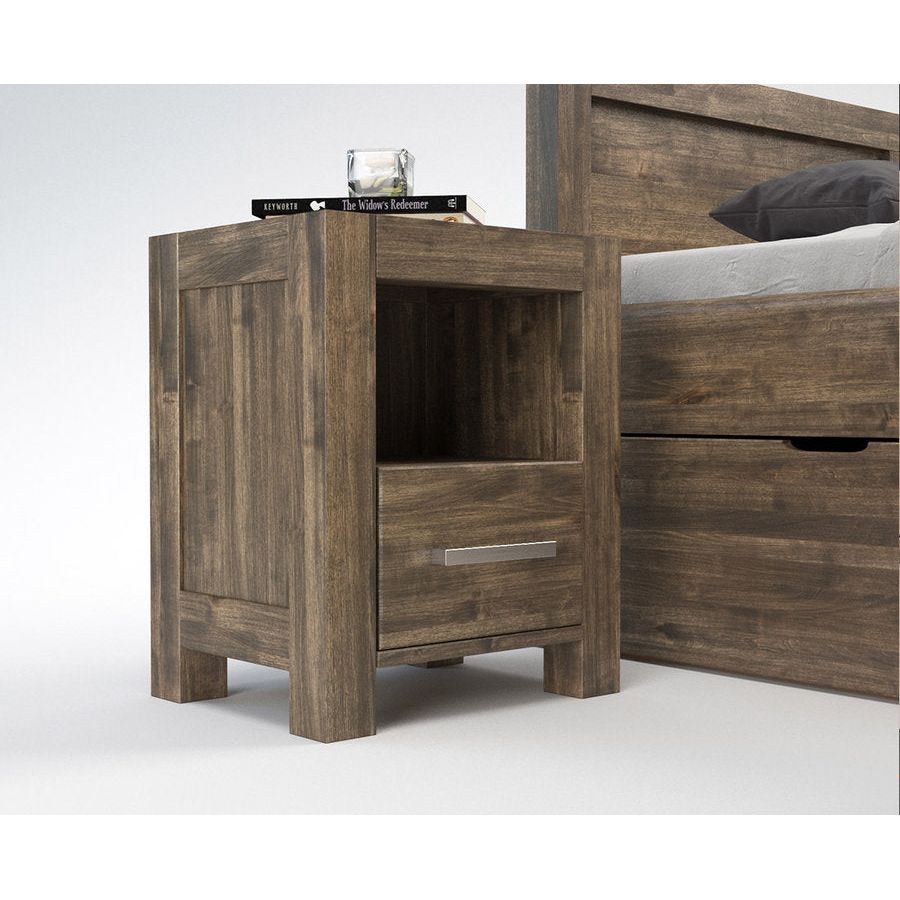 NATURA-VERSO Massivholz Nachttisch mit 1-Schublade