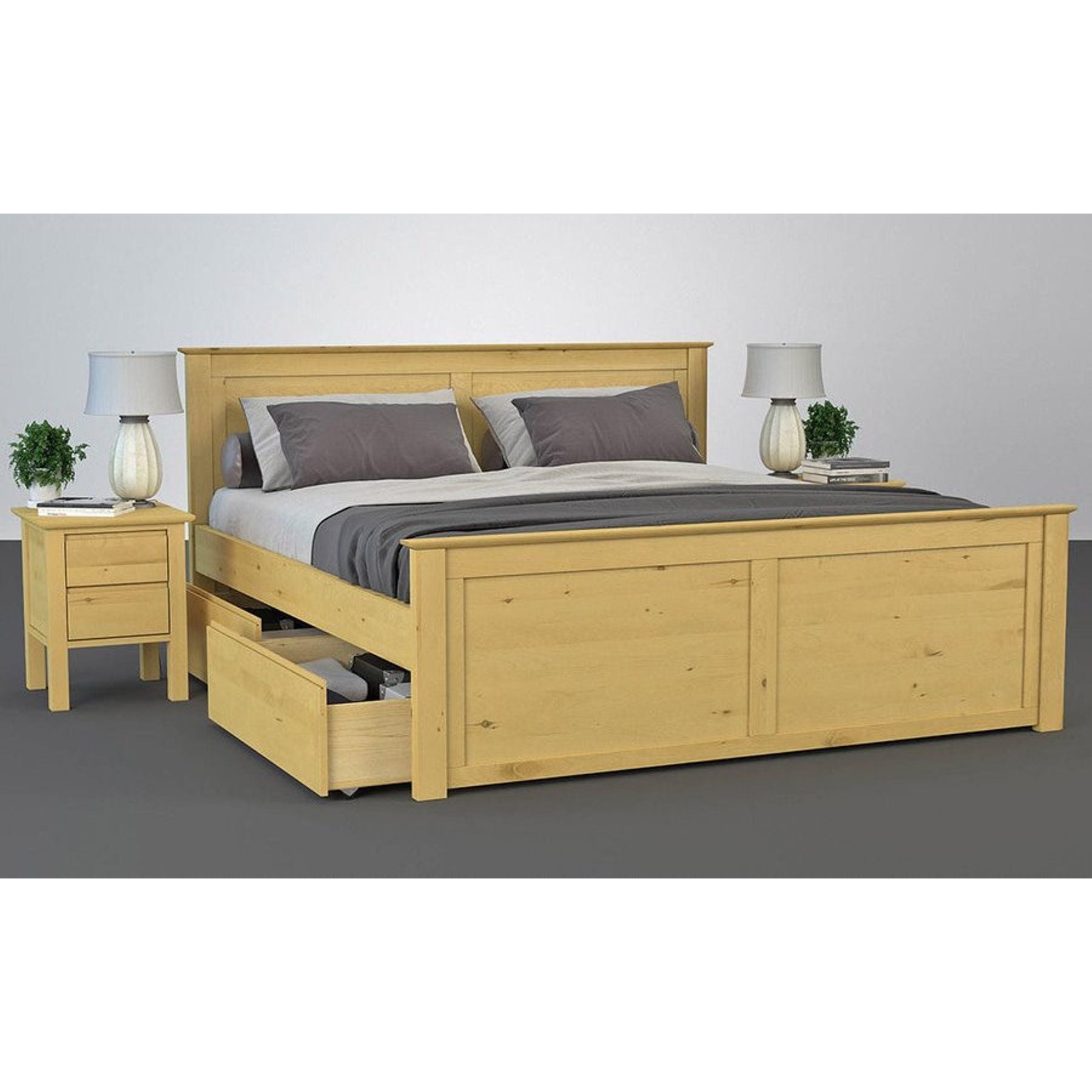 FLORANCE Massivholzbett mit 4 Schubladen